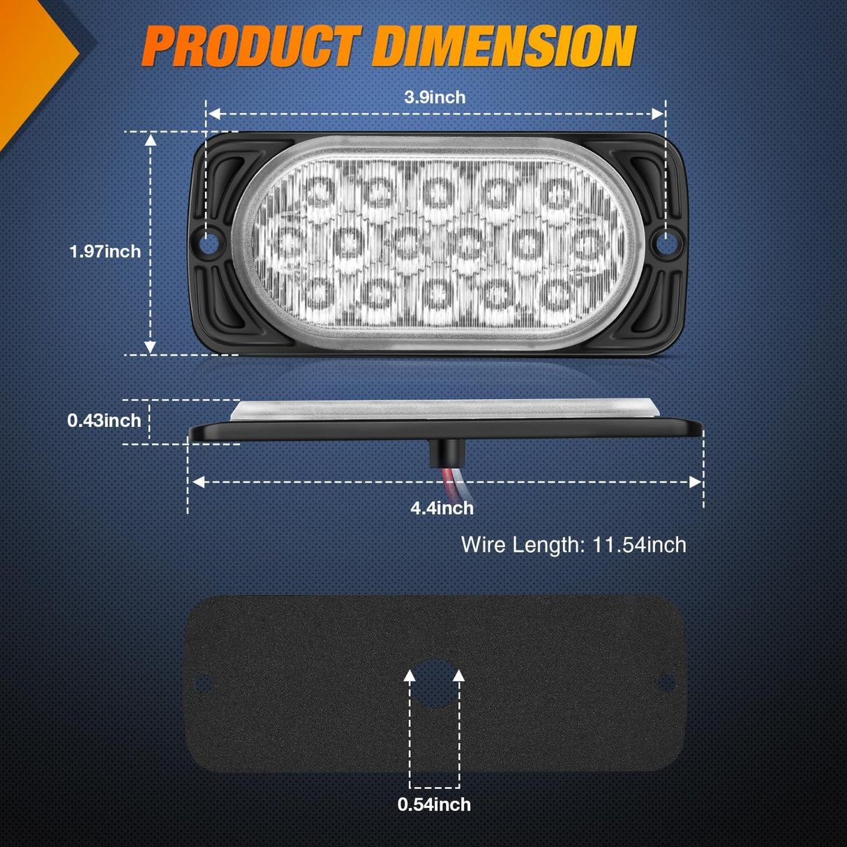 Taillight Assembly 4.4 Inch Aluminum Housing Tail Light 2 PCS 16 LED White Back Up Reverse Marker Lights Surface Mount IP67 Waterproof for 10-30V RV Camper Trailer Truck Bus Boat