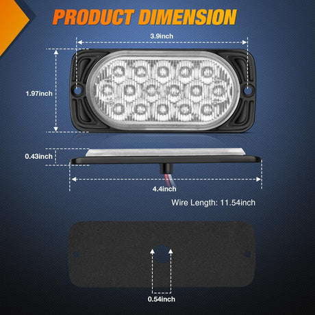 Taillight Assembly 4.4 Inch Aluminum Housing Tail Light 2 PCS 16 LED White Back Up Reverse Marker Lights Surface Mount IP67 Waterproof for 10-30V RV Camper Trailer Truck Bus Boat