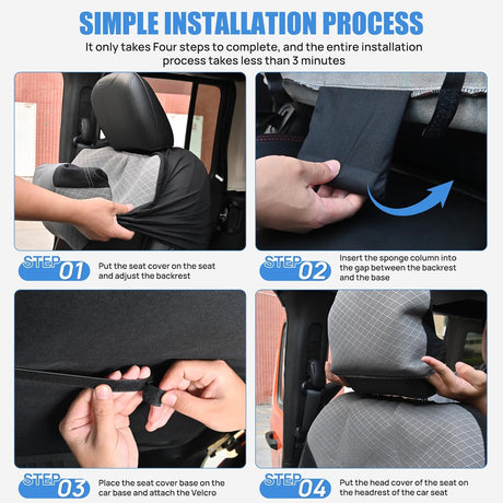 Car Seat Cover 2PCS Black Grey Breathable Mesh Interior Covers with Removable Headrest Airbag Compatible Universal for Cars Truck and SUV Front Seats
