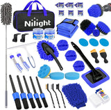 Automotive Tools 52PCS Car Detailing Kit Auto Cleaning Tools Wash Set with Storage Carry Bag Home Use for Interior Exterior Deep Clean Polish Car Care Windshield Dashboard Seat Air Vents Wheels Tires, Blue
