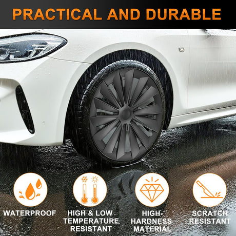 Wheel Cover Hubcaps 19 Inch for Tesla Model Y Accessories 2021 2022 2023 2024 Tesla Model Y 19 Inch Hub caps Set of 4 Rim Protector Wheel Covers Replacement Multi-Spoke Lines Style Matt Black