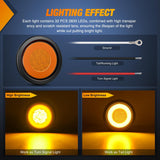Trailer Tail Lights 2PCS 4Inch Round 32LED Amber Halo Ring | Grommet Mount IP67 Waterproof Marker Clearance Turn Signal Running Taillights for Trailer Truck Pickup Camper RV