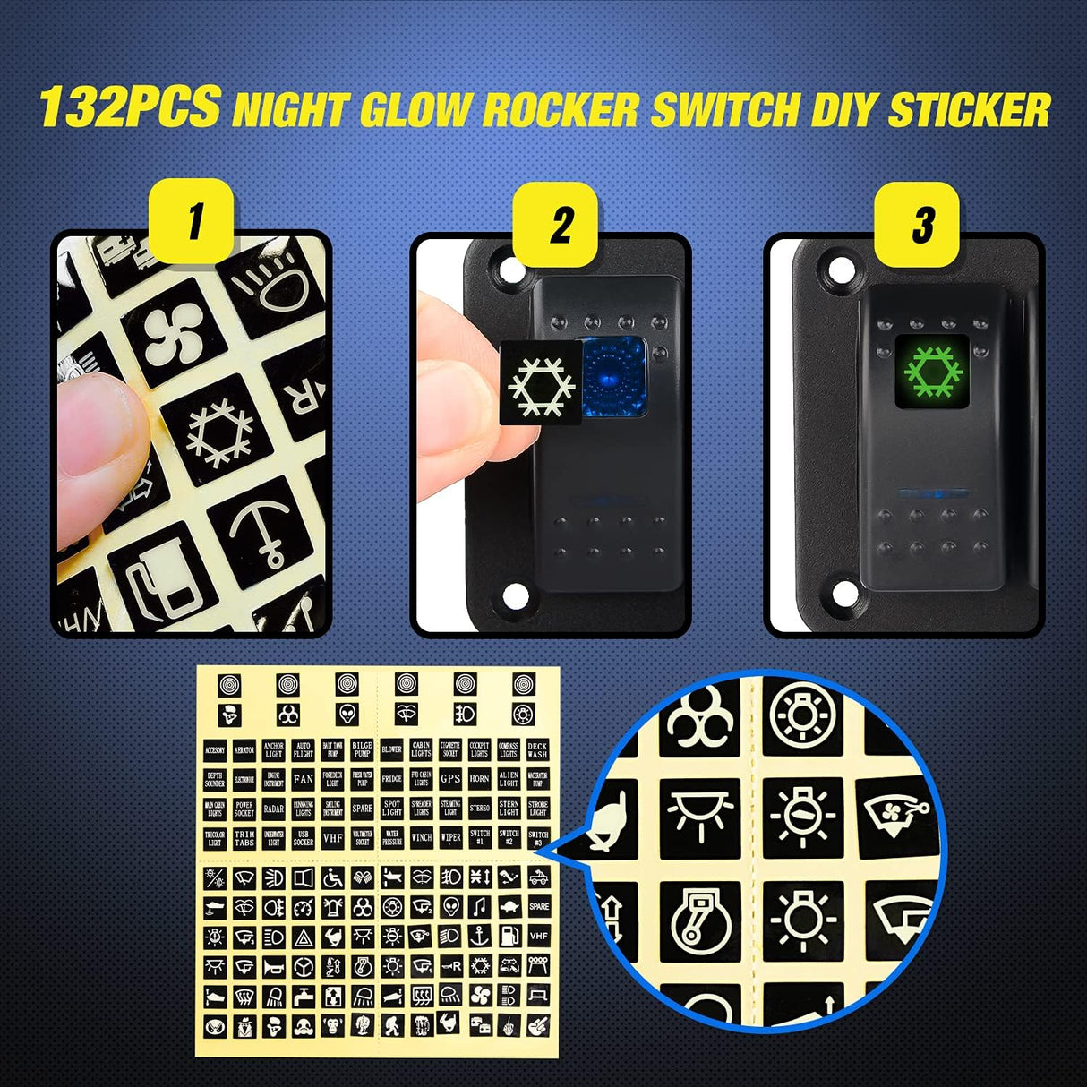 6 Gang Toggle Rocker Switch Panel with Digital Voltmeter and Cigarette Socket Double USB Power Charger Adapter Overload Protection