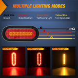 6 Inch Oval Trailer Tail Light 2 PCS Red Brake Stop Amber Left Right Turn Signals Lights with Flush Mount Grommets Plugs Mounting Brackets for RV Truck Luggage Rack
