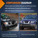 Fog Lights Assembly Compatible with 2005 2006 2007 2008 2009 Nissan Frontier 2005-2012 Pathfinder Left Driver and Right Passenger Side Clear Lens w/H11 12V 55W Bulbs