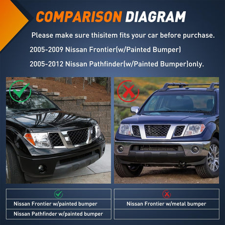 Fog Lights Assembly Compatible with 2005 2006 2007 2008 2009 Nissan Frontier 2005-2012 Pathfinder Left Driver and Right Passenger Side Clear Lens w/H11 12V 55W Bulbs
