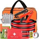 Car Emergency Kit with Jumper Cable Air Compressor Tire Repair Essential Tools First Aid Alligator Connector Electrical Kit for Travel Camping Outdoor Cars Truck SUV RV