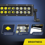 LED Light Bar 22 Inch 120w Flood Spot Combo Driving Lights 12V 5Pin Rocker Switch 16AWG Wiring Harness Kit for Trucks SUV ATV UTV 4x4 Van Camper