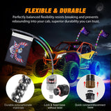 RGB LED Whip Light 2PCS 3FT with 6 Rock Lights Combo | APP and Remote Control with DIY Chasing Patterns Stop Turn Reverse Modes and Spring Base for ATV UTV RZR and Jeep