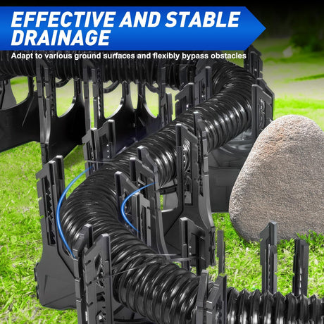 RV Sewer Hose Support 15Ft, Telescoping Design Avoid Obstacles and Height Adjustable for Camper Drainage, Easy to Set Up, Stable Deep U Shape Cradles Secure with Strap and Rubber Bands, Black