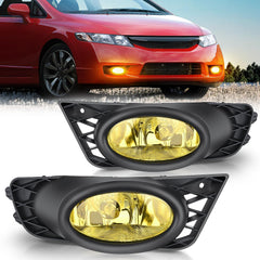 2009-2011 Honda Civic Sedan Fog Light Assembly Amber Lens H11 12V 55W Bulbs