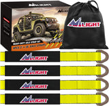 2 Inch x 38 Inch Axle Tie Down Straps with D-Rings & Protective Sleeves | 11,127 LBS Break Strength for Car Haulers Engine Hoists Trucks Trailers and UTVs 4 Pack Yellow