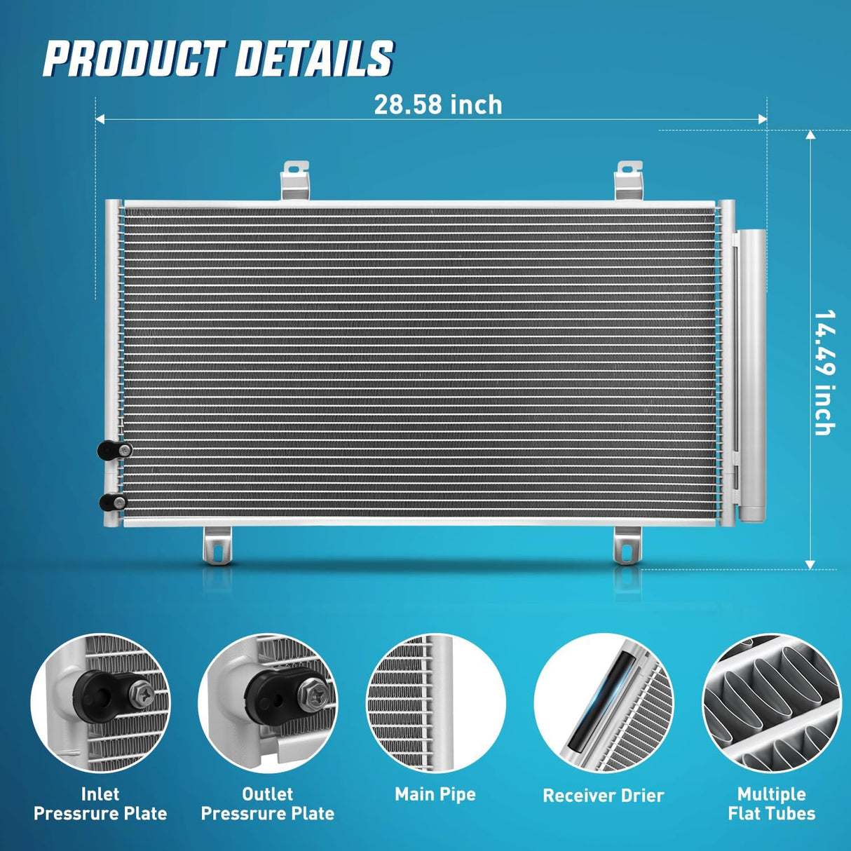 AC Condenser Compatible with Toyota Camry 2007-2011 Avalon 2005-2012 Venza 2009-2016, Lexus ES350 2007-2012 Air Conditioning A/C Condenser w Receiver Drier Replace#3396, 8846007060, 8846006210