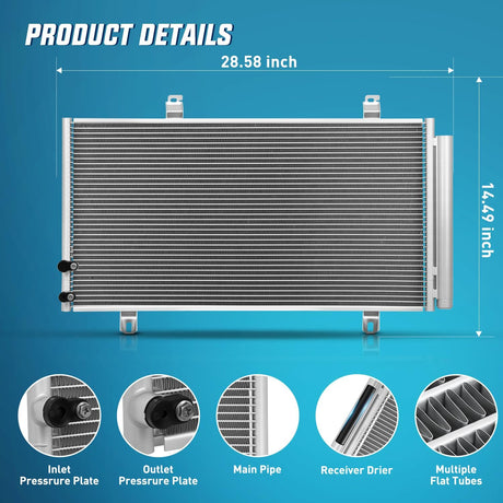 AC Condenser Compatible with Toyota Camry 2007-2011 Avalon 2005-2012 Venza 2009-2016, Lexus ES350 2007-2012 Air Conditioning A/C Condenser w Receiver Drier Replace#3396, 8846007060, 8846006210