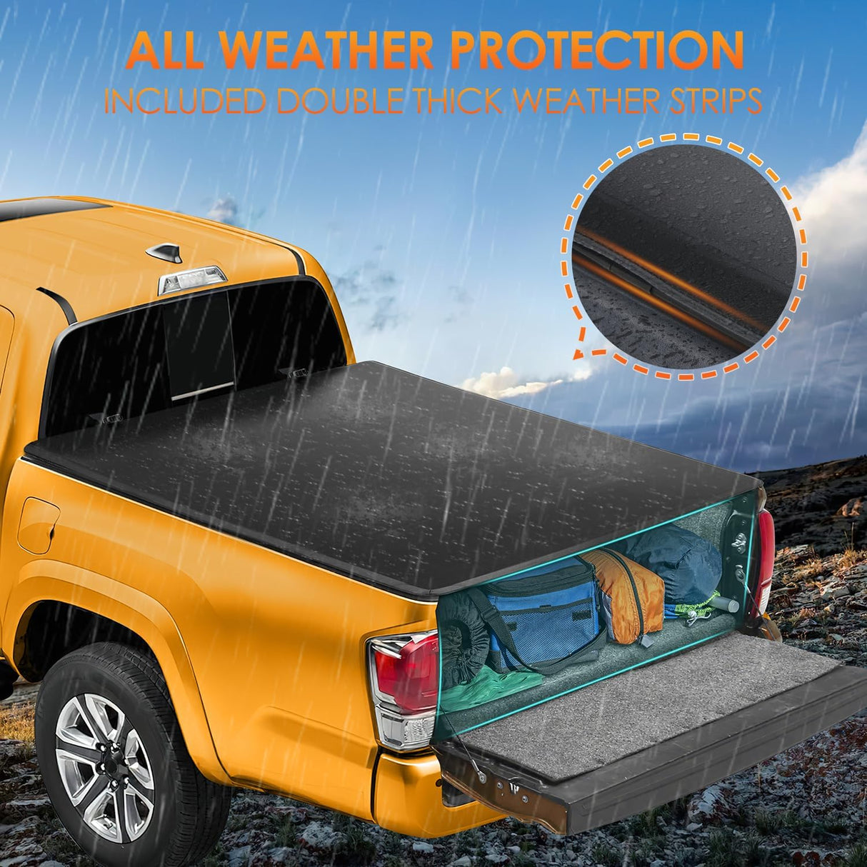 Soft Tri-fold Truck Bed Tonneau Cover Compatible with Toyota Tacoma 2016 2017 2018 2019 2020 2021 2022 2023-6ft