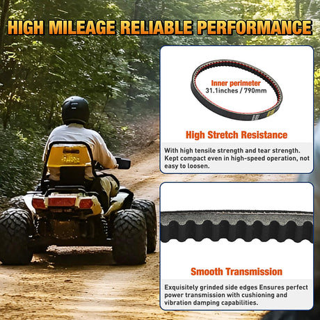 842-20-30 CVT Drive Belt Fit for 4-Stroke GY6 125cc 150cc 152QMI 157QMJ Long-case Engine Belts for Roketa, Taotao, Vespa, Jonway, Baja, Tank Go-Kart Scooter Moped ATV, 1 Pack #842 20 30