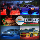 4Pcs Aluminum Underglow Neon Accent Strip Lights 396 LEDs RGB Door Assist Multi Color DIY Sound Active Function Music Mode with APP and Remote Control Underbody Light Strips for Car Truck RV