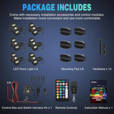 RGBW LED Rock Lights Kit, 6 Pods 22LED Wide Angle Remote & Bluetooth App Dual Control with Music Modes Multicolor Underglow Neon Wheel Well Light Fit for ATV UTV SUV Offroad Truck RZR Boat