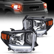 2014 2015 2016 2017 2018 2019 2020 2021 Toyota Tundra Headlight Assembly Black Housing Amber Reflector Clear Lens