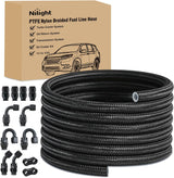 10AN 20FT PTFE Fuel Hose Kit with AN10 Fittings & Hose Separators | Fit E85 Nylon Stainless Steel Braided Fuel Hose with 12PCS Fittings Universal for Automotive Racing Engines