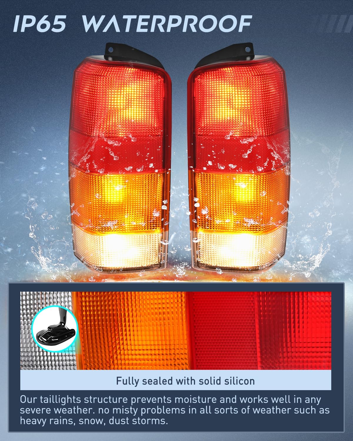 Taillight Assembly Compatible with 1997 1998 1999 2000 2001 Jeep Cherokee Limited SE Sport XJ XJ Chassis Rear Tail Light Lamp Replacement OE Style Drive and Passenger Side