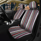 Car Seat Covers 2PCS Red Stripes Baja Saddle Blanket with Shoulder Pads Breathable Washable Striped Woven Airbag Compatible Universal for Cars SUV Truck Front Seat