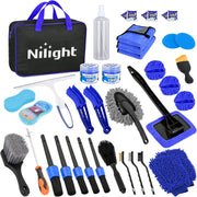 37PCS Car Detailing Kit Auto Cleaning Tools Wash Set with Storage Carry Bag Home Use for Interior Exterior Deep Clean Car Care Windshield Dashboard Seat Air Vents Wheels Tires, Blue