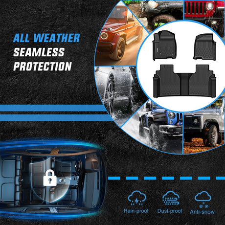 Floor Mats for Chevy Silverado GMC Sierra 1500 2019-2025, Chevrolet Silverado GMC Sierra 2500HD 3500HD Crew Cab 2020 2021 2022 2023 2024 2025 All Weather Custom Fit Heavy Duty Floor Liners