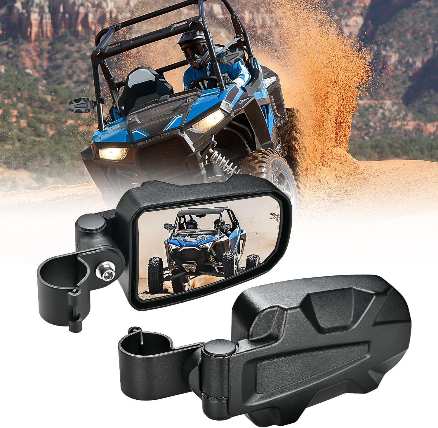 UTV Side Mirrors Offroad Rear View Universal Fits with Windshield for 1.75inch Roll Cage Polaris Ranger RZR Pioneer Can-Am Commander Kawasaki Yamaha Cfmoto Nilight