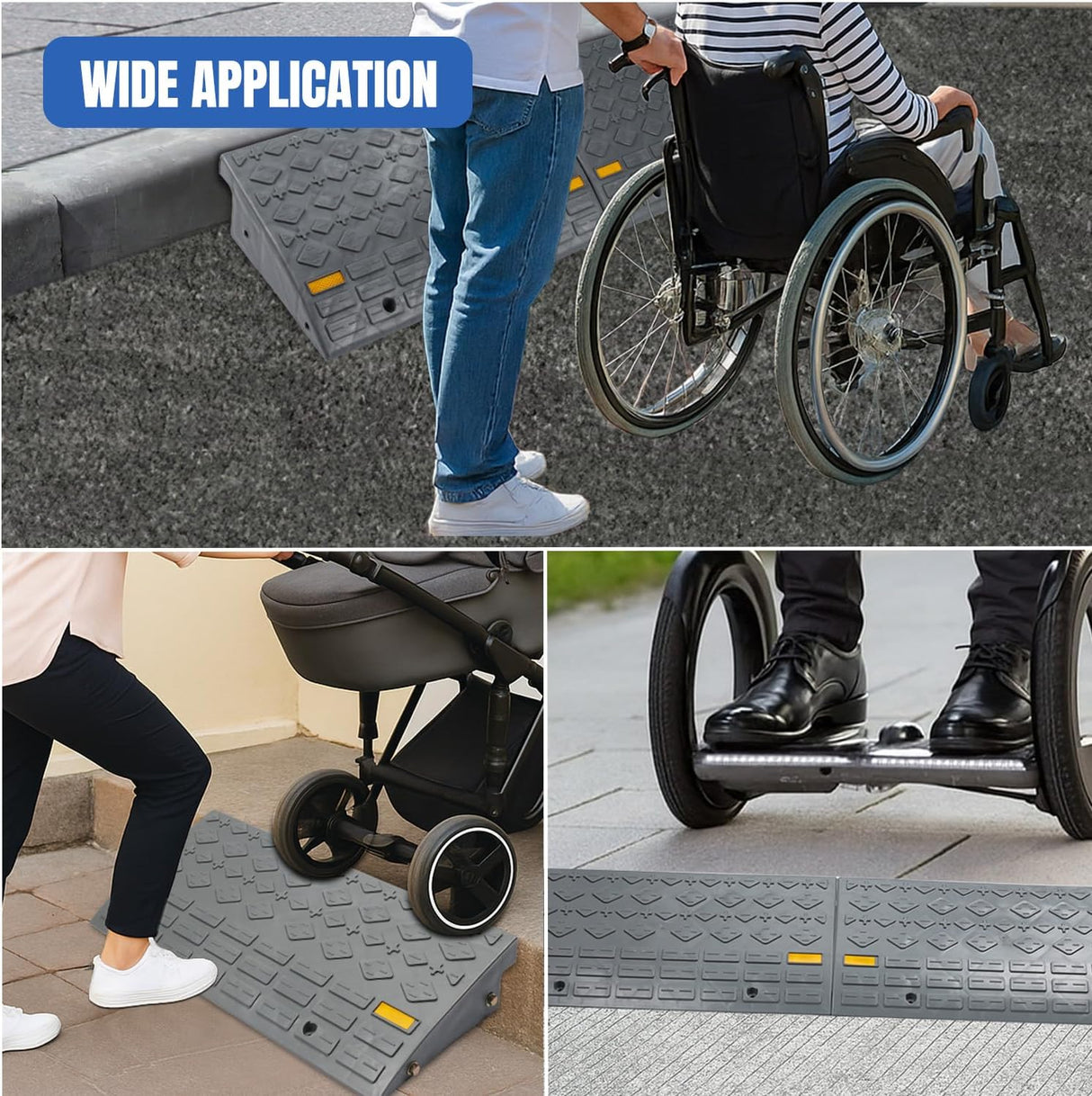 Curb Ramps 2 Pack, 5.9 inch Rise Durable Plastic Threshold Driveway Step Ramp for Scooter, Bikes, Motorcycle, Dolly, Lawn Mower