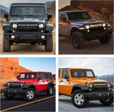 Front Grill Cover for 2007 2008 2009 2010 2011 2012 2013 2014 2015 2016 2017 2018 Wrangler JK/JKU Rubicon & Sahara Sport with LED Amber Lights Black
