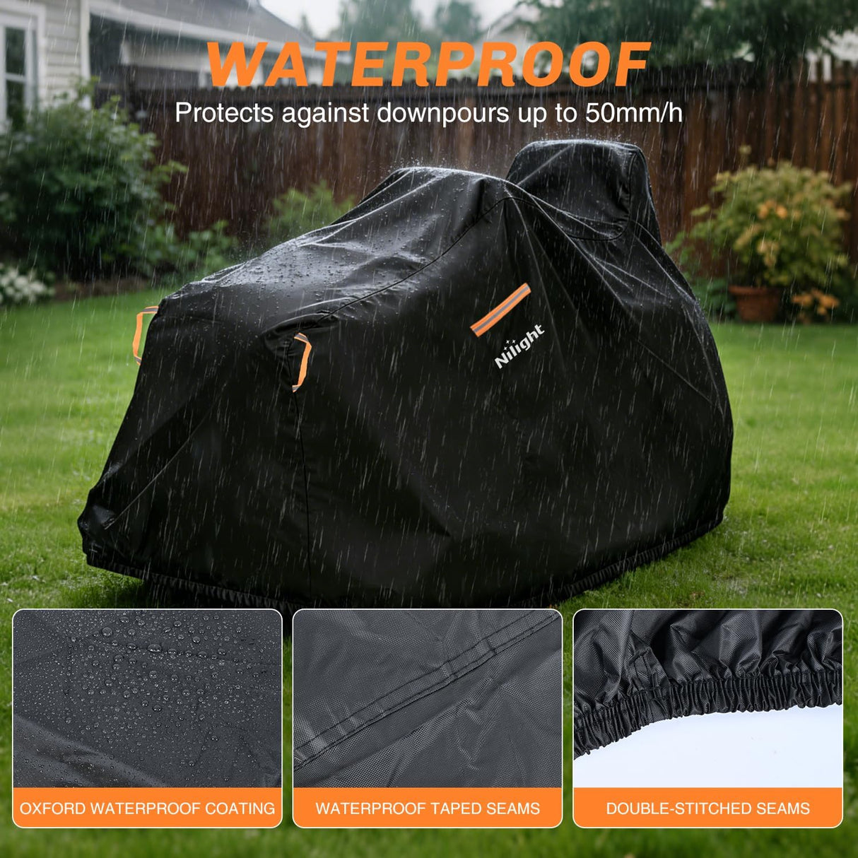 Riding Lawn Mower Cover 98 Inch, Waterproof Lawn Mower Cover | Fits Mowers up to 98 InchL x 36 InchW x 43 InchH, 420D Heavy Duty Fabric, All-weather & UV Protection
