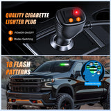 8LED Green White Traffic Advisor Strobe Light Bar Hazard Safety | with Vacuum Suction Emergency Dash Warning Flashing Lights Front/Rear Windshield Visor for Truck Police Construction Vehicles