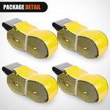 Truck Straps 4 Inch x 30' Heavy Duty Tie Down with Flat Hooks | 16800LBS Break Strength & 5400LBS WLL for Flatbed Trailer Cargo Control Recovery Tree Saver 4 Pack Yellow