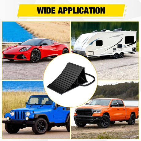 Wheel Chocks, Heavy Duty Wheel Stopper for Car, Truck, RV, Trailer, Caravan, Motorcycle, 8.7 Inch x 4.8 Inch x 4.2 Inch, 2-Pack(Black)