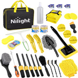Automotive Tools 37PCS Car Detailing Kit Auto Cleaning Tools Wash Set with Storage Carry Bag Home Use for Interior Exterior Deep Clean Car Care Windshield Dashboard Seat Air Vents Wheels Tires, Yellow