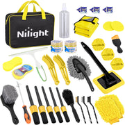 37PCS Car Detailing Kit Auto Cleaning Tools Wash Set with Storage Carry Bag Home Use for Interior Exterior Deep Clean Car Care Windshield Dashboard Seat Air Vents Wheels Tires, Yellow