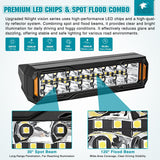 6 Inch LED Light Bar 2PCS 50W Spot Flood Combo Lamps | Off Road Driving Work Fog Lights IP67 Waterproof with 18AWG Rocker Switch Wiring Harness Kit for Truck Pickup SUV ATV UTV