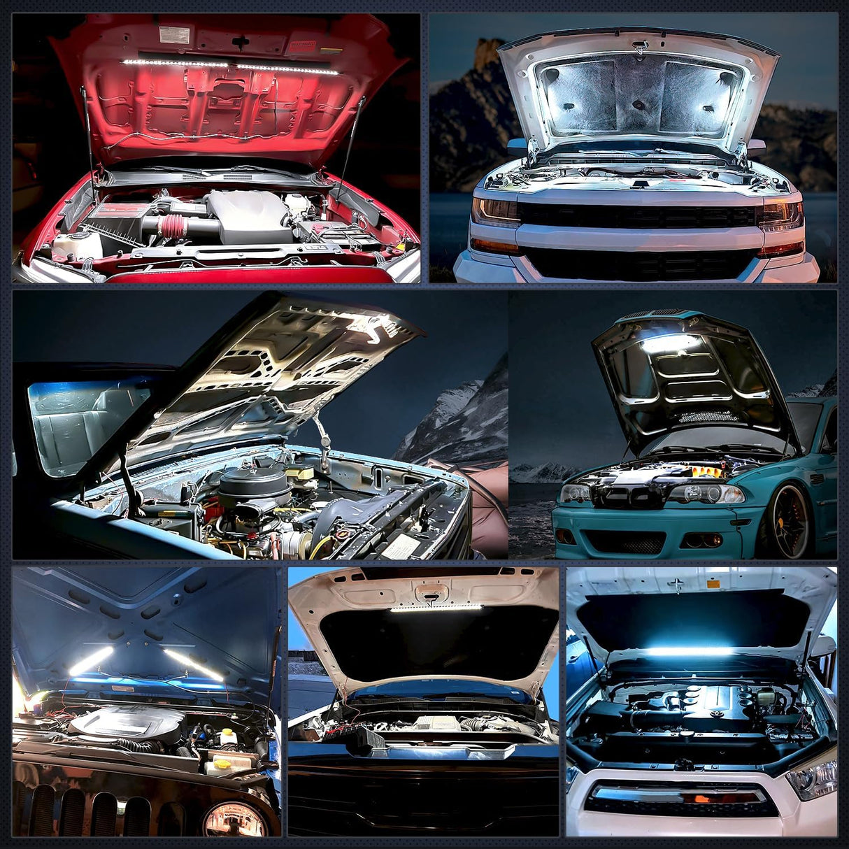 Under Hood Light Strip 30LED Waterproof Underhood Work Light with On/Off Switch Blade Fuse Engine Bay Repair Light White 12V for Car Truck SUV