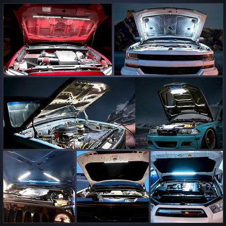 Under Hood Light Strip 30LED Waterproof Underhood Work Light with On/Off Switch Blade Fuse Engine Bay Repair Light White 12V for Car Truck SUV