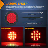 Trailer Tail Lights 2PCS 4Inch Round 12LED Red Brake | IP67 Waterproof Screw Mount Marker Clearance Stop Brake Running Taillights for Trailer Truck Pickup Camper RV