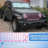 Grill Inserts fit for Jeep Wrangler Front Grille Inserts Headlight Cover Set for JL JLU Unlimited Sport SportS 2018 2019 2020 2021 2022 2023 Grille Bezels Trim Exterior Accessories Pink 9 Pcs