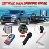 Boat Trailer Winch 3500 lbs Portable Electric Boat Winches 12 V DC Marine Winch with Remote Control and Hand Crank Power-in Freewheel Operation Waterproof Reversible Winch for Boat Trailer