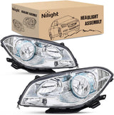 Headlight Assembly Compatible with 2008 2009 2010 2011 2012 Chevy Malibu 4 Door Halogen Factory Headlamp Chrome Housing Clear Reflector Headlamp Passenger and Driver Side
