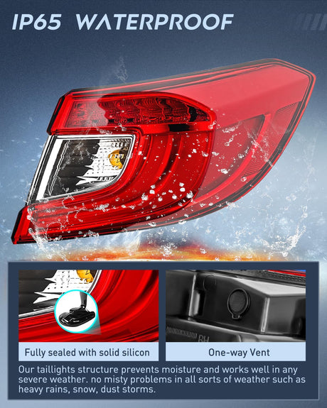 Taillight Assembly Compatible with 2018 2019 2020 2021 2022 Honda Accord Sedan 4-Door Tail Light OE Style Rear Outer Lamp Replacement Passenger Side