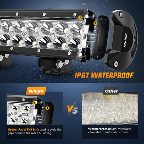 LED Light Bar 9Inch 54W 3600LM Spot Off Road Driving Lamp Super Bright Waterproof Fog Work Lighting for Trucks SUV ATV UTV Pick-up Boat Tractor 4x4 Van Camper
