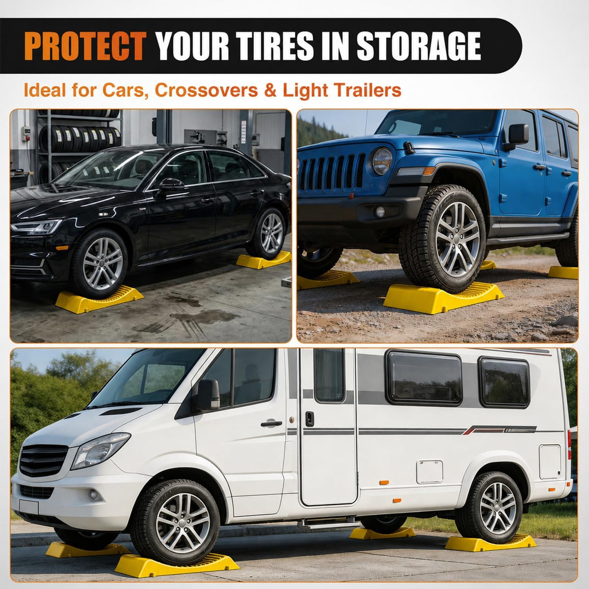 Tire Saver Ramps, 19.7 Inch RV Car Flat Spot Prevention Storage Pads, 4-Pack