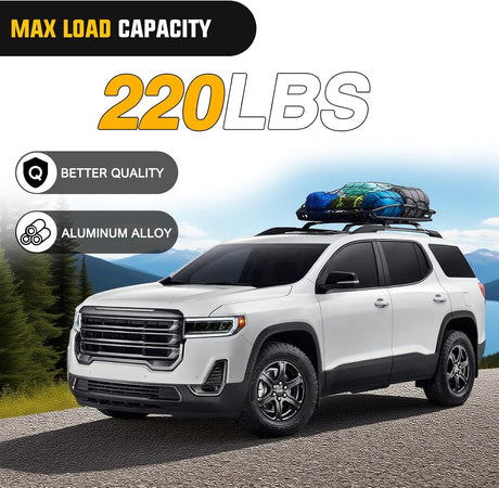 Roof Rack Cross Bars Compatible with GMC Acadia 2017 18 19 20 21 22 2023 with Side Rails, Adjustable Aluminum Less Wind Noise Car Crossbars for Cargo Carrier Luggage Box Kayak Tent Snowboard