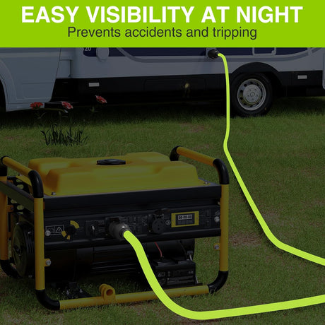 100FT 30Amp Generator Extension Cord 125V Heavy Duty 10/3 Gauge Pure Copper STW Wire UL ETL Listed 4 Prong L14-30P L14-30R Weatherproof Suit for Camper Outdoor Use Bright Green