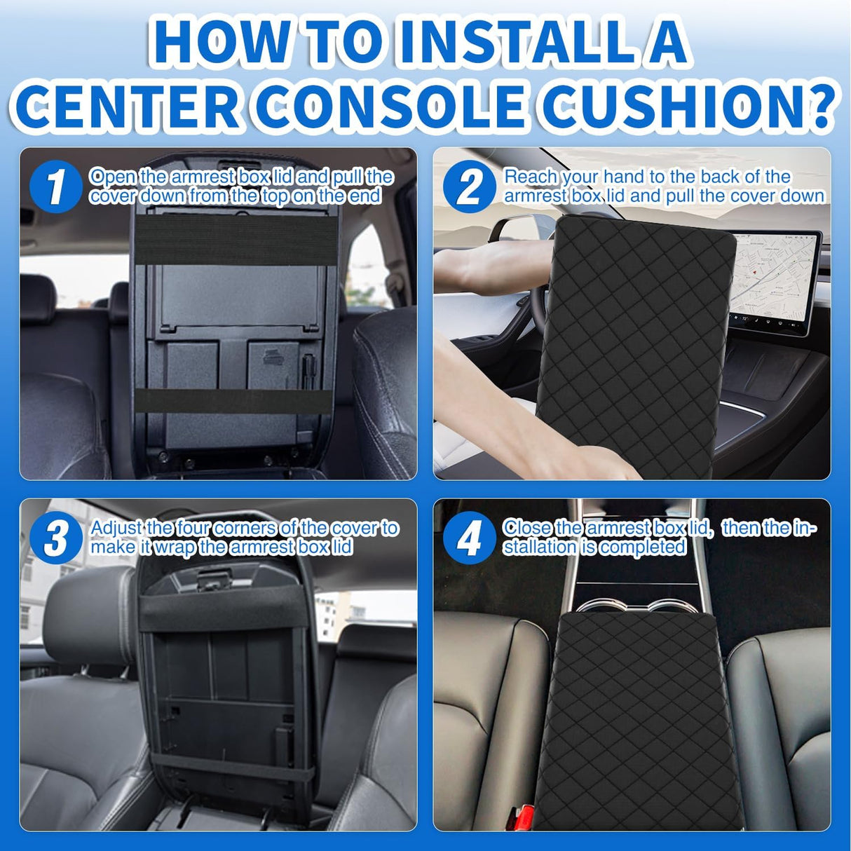 Center Console Cover Compatible with Toyota 4Runner 2010-2021 2022 2023 2024 PVC Leather Armrest Cover for Car Middle Console Cover Center Console Cushion Pad Car Armrest Box Cover,Black